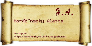 Horánszky Aletta névjegykártya