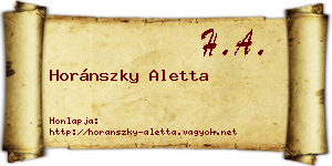 Horánszky Aletta névjegykártya